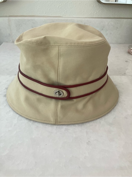 Coach Accessories - Coach Beige Bucket Hat with Red Trim - vintage